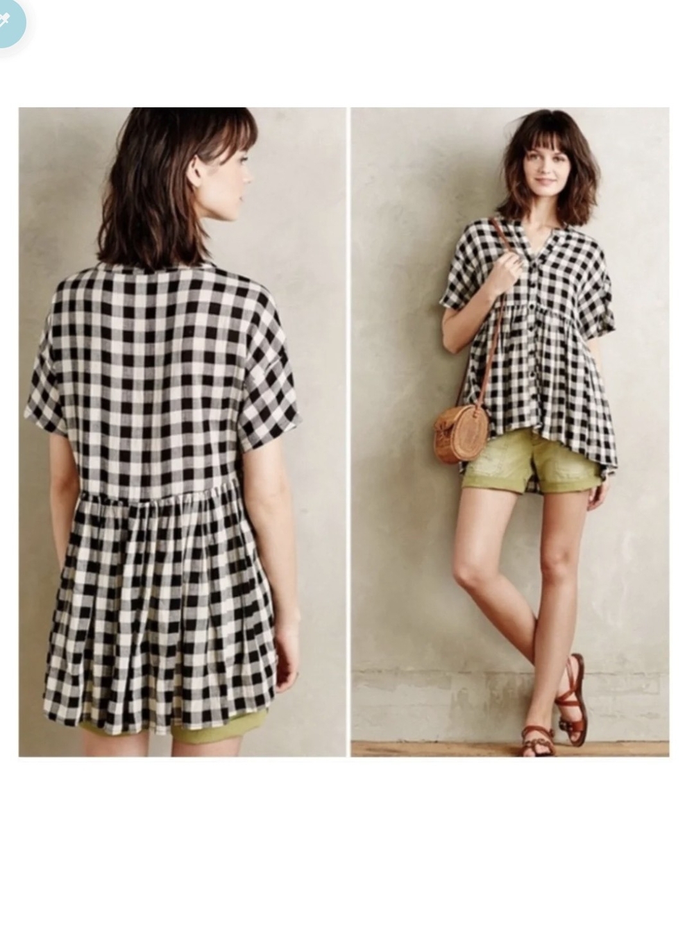 11-1 TYLHO Anthropologie Gingham Tunic (S)